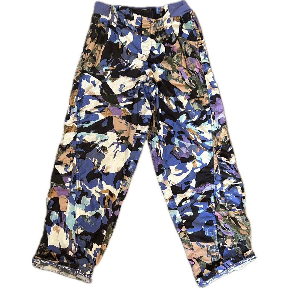 Free People Movement Cargo Pants, Colorful Camo Pattern, Indie Vanguard Style, M